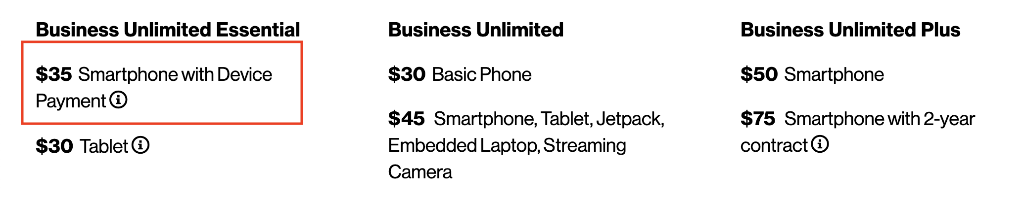 verizon business phone plans